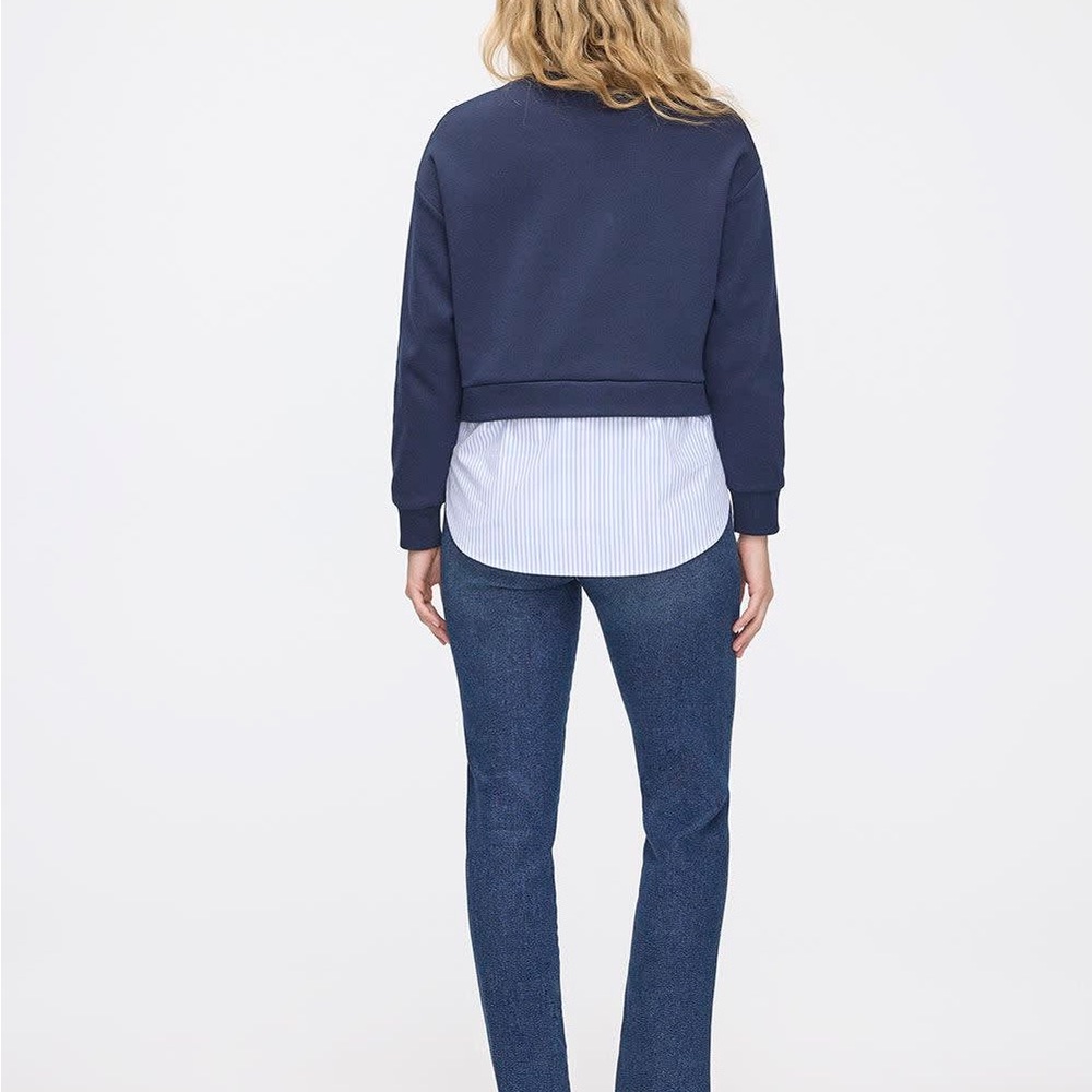 Sz L Reitman’s women’s Long-Sleeve Crew-Neck Sweatshirt with Fooler Insert navy - Picture 2 of 13